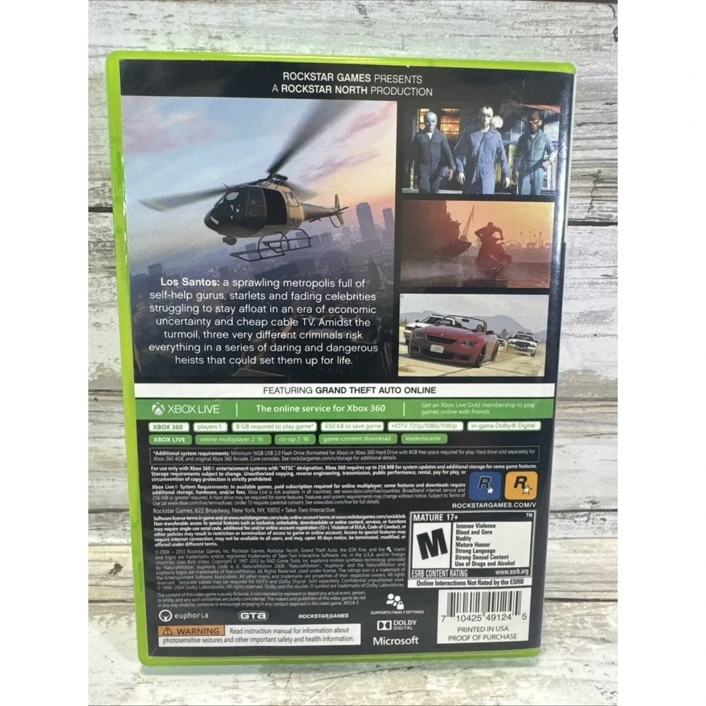 Grand Theft Auto V Microsoft Xbox 360‎ 2013 Complete With Manual And Map